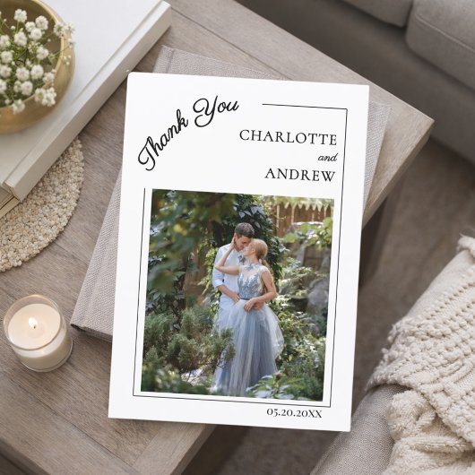 Wedding photo modern simple dankeskarte