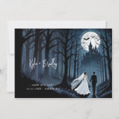 Wedding Photo & QR Haunted Castle Gothic Save The Date (Vorderseite)