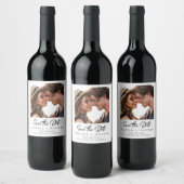 Wedding Photo Save the Date Minimalist Weinetikett (Flaschen)