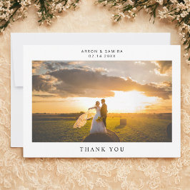 Wedding Photo Simple Landscape Thank You Card Dankeskarte