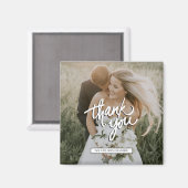 Wedding Photo Thank You Favor Magnet (Vorderseite/Rückseite)