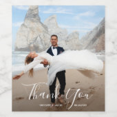 Wedding Photo Thank You Weinetikett (Einzelnes Label)
