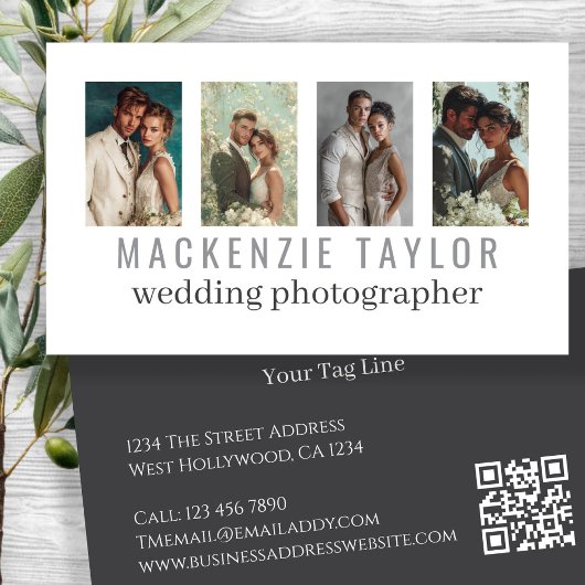 Wedding Photographer 4 Photo Personalized QR Code Visitenkarte