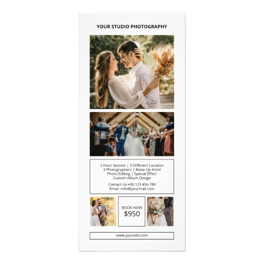 Wedding Photographer Rack Card Template Werbekarte (Hinten)