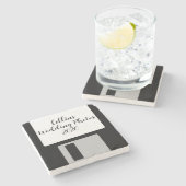 Wedding Photos Stone Coaster | Retro Floppy Disk Steinuntersetzer (Seitenansicht)