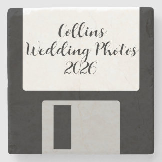Wedding Photos Stone Coaster | Retro Floppy Disk Steinuntersetzer