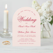 Wedding Pink Arch Red Script Simple Calligraphy  Einladung