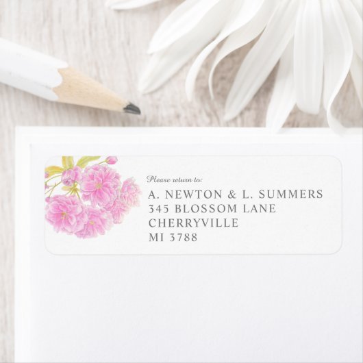 Wedding pink blossom watercolor customized address (Insitu)