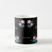 Wedding Pink Floral Golden Geometric Elegant Black Kaffeetasse (Mittel)