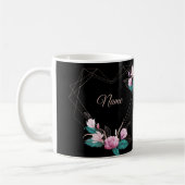 Wedding Pink Floral Golden Geometric Elegant Black Kaffeetasse (Links)