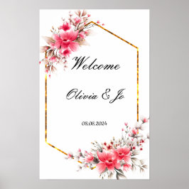 WEDDING PINK FLORAL POSTER FOR WEDDING