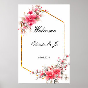 WEDDING PINK FLORAL POSTER FOR WEDDING