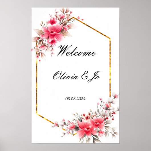 WEDDING PINK FLORAL POSTER FOR WEDDING (Vorne)