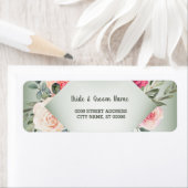 Wedding Pink Floral Rustic Green Return Address (Insitu)