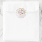 Wedding Pink Floral Thanks to You Whimsical Quote Runder Aufkleber (Tasche)