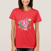 Wedding Pink Peony bunch of flowers T-Shirt (Vorderseite)