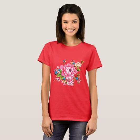 Wedding Pink Peony bunch of flowers T-Shirt (Vorne ganz)