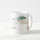 Wedding Pink Rose Watercolor Golden Dusty Party Kaffeetasse (VorderseiteRechts)