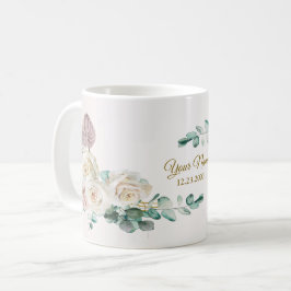 Wedding Pink Rose Watercolor Golden Dusty Party Kaffeetasse