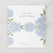 Wedding Place Cards, Blue Hydrangea Border Classic Platzkarte (Außenseite Aufgefaltet)