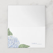 Wedding Place Cards, Blue Hydrangea Classic Escort Platzkarte (Außenseite Aufgefaltet)