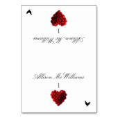 Wedding Place Cards Chicken Icon-Red Roses Tischnummer (Vorderseite)