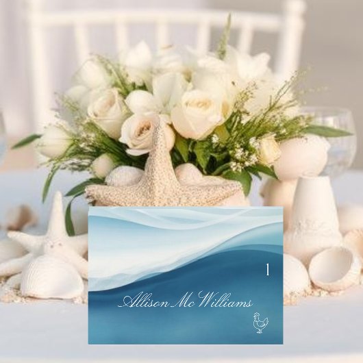 Wedding Place Cards Chicken Icon-Serene Blue Tischnummer
