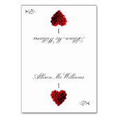 Wedding Place Cards Fish Icon-Red Roses Tischnummer (Vorderseite)