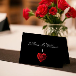 Wedding Place cards--Heart Shaped Red Roses Tischnummer