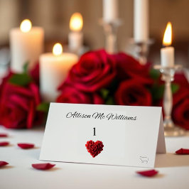 Wedding Place Cards Meat Icon-Red Roses Tischnummer