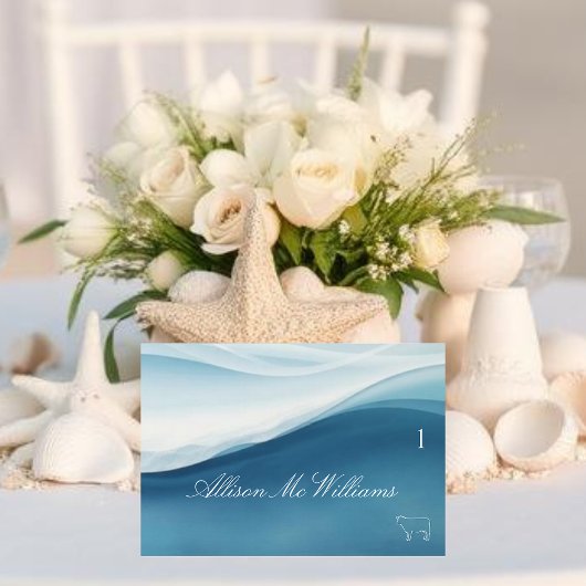 Wedding Place Cards Meat Icon-Serene Blue Tischnummer
