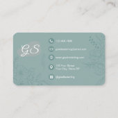 Wedding Planner Green Teal Floral Visitenkarte (Rückseite)