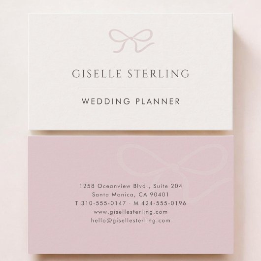 Wedding Planner Pink Bow Visitenkarte