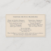 Wedding Planner Victorian Pink Roses Gold Business Visitenkarte (Rückseite)