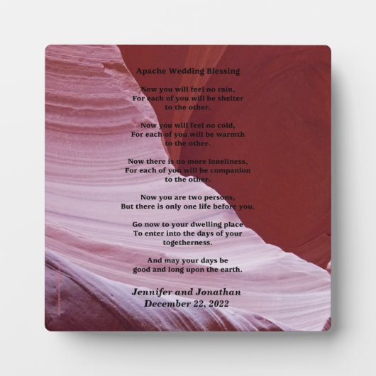 Wedding Plaque Apache Segnung Feel No Rain Fotoplatte (Vorderseite)