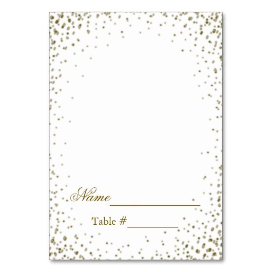 Wedding Platzkarte Gold Confetti Tischnummer (Vorderseite)