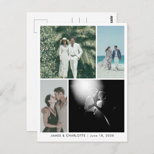 Wedding Postcard Guestbook Custom 4 Photo Template Postkarte (Vorne/Hinten)