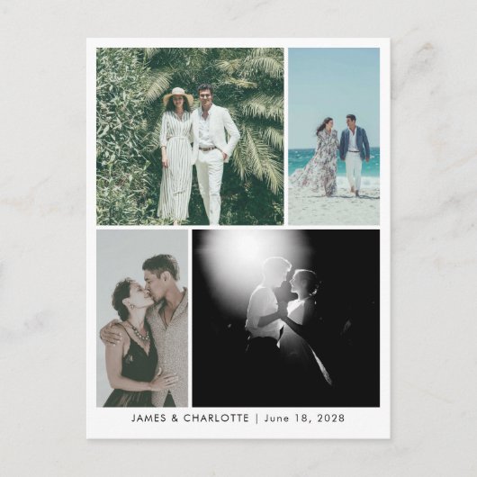 Wedding Postcard Guestbook Custom 4 Photo Template Postkarte (Vorderseite)