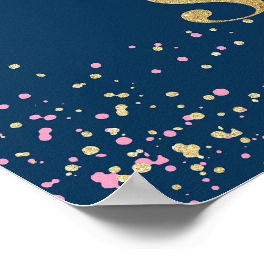 Wedding Poster Pick a Seat not a Side Navy Gold (Ecke)