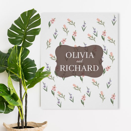 Wedding Poster with Romantic Botanical Pattern