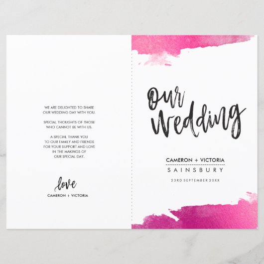 WEDDING PROGRAM Bürste luxuriös vergoldet pink (Vorderseite)