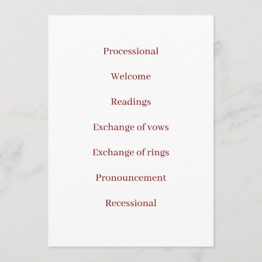  Wedding Program Ceremony Beach Template Programm (Rückseite)