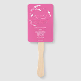 Wedding Program Fan Fuchsia Line Art Fächer
