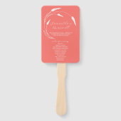 Wedding Program Fan Peach Line Art Fächer (Vorderseite)