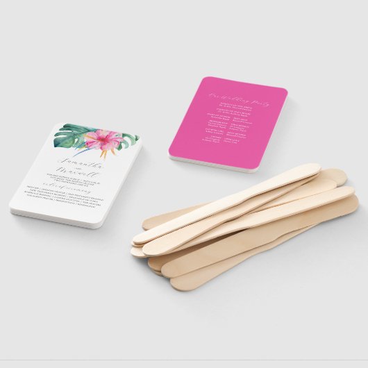 Wedding Program Fans Watercolor Pink Flower Fächer (Non-assembled)