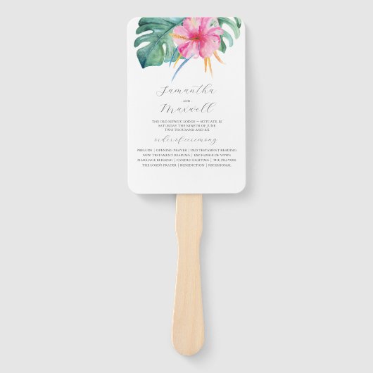 Wedding Program Fans Watercolor Pink Flower Fächer (Vorderseite)