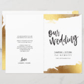 WEDDING PROGRAM gebürstete Buchstaben, Goldgold (Vorne/Hinten)