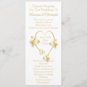 Wedding Program Gold Coloured Heart Butterfly Programm (Vorderseite)