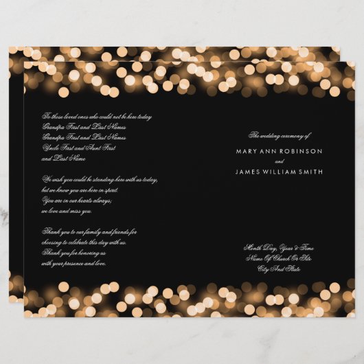 Wedding Program Gold Hollywood Glam (Vorne/Hinten)