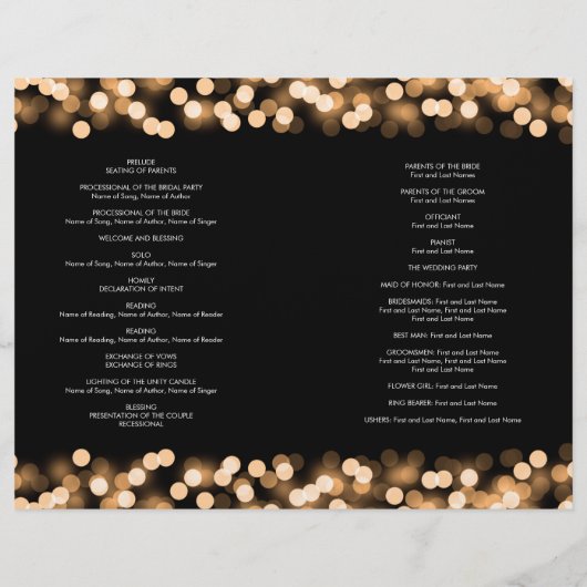Wedding Program Gold Hollywood Glam (Rückseite)